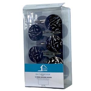 Today’s Living Black Marble Silver Metallic Silver Elite Shower Curtain Hooks